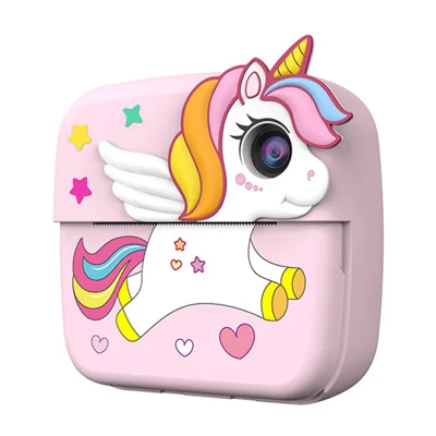 A28 2.4 Inch IPS Screen Instant Print Digital Camera for Kids Cartoon Animal Portable Video Recorder - Unicorn