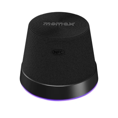 MOMAX 1-Vibe Mood Magnetischer Bluetooth-Lautsprecher für Smartphone IPX7 Wasserdicht 6W TWS Stereo-Subwoofer mit RGB-Beleuchtung – Schwarz