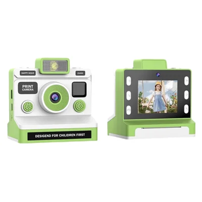 Z1000 Kids 2.8 Inch Instant Printing Camera Dual Lens HD Photo Video Thermal Printer Camera Toy - Green