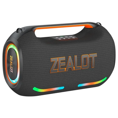 ZEALOT ZE41 Enceinte Portable Bluetooth 250W, Batterie Externe 48000mAh, Lumières RGB, Enceinte pour Fête en Plein Air - Noir