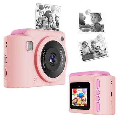 S10 Kids Camera 2.4" HD Dual Lens Instant Print Camera for Children Photography - Pink