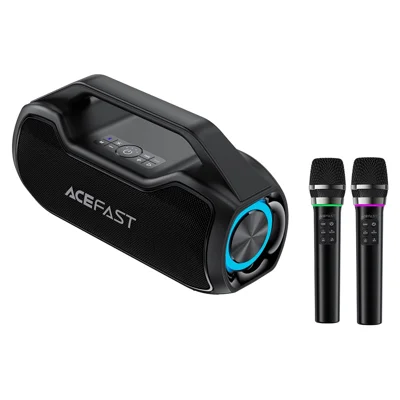 ACEFAST K14 Machine à karaoké portable 120 W de puissance crête, enceinte sans fil Bluetooth 6.0 avec double micro - Noir