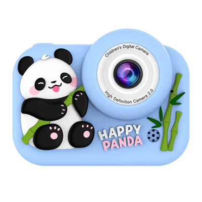 M03 Kinderkamera Dual-Objektiv 2,0 Zoll IPS-Bildschirm 1080P Video Digitalkamera mit MP3-Player – Blauer Panda
