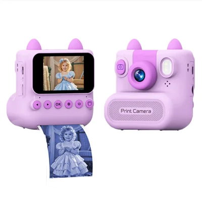 D18 Kids Instant Print Camera 2.4 Inch Screen Dual Lens Portable HD Digital Camera for Children Photography - Purple