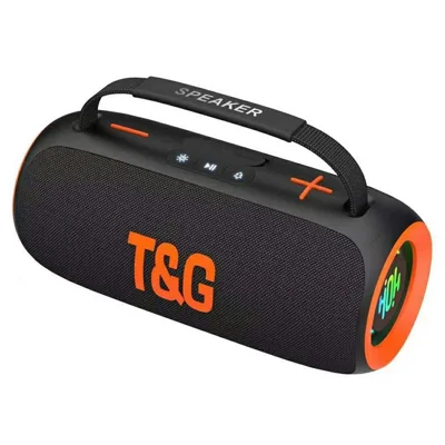 T&G TG484 Portable Bluetooth-compatible Speaker 30W Bass Enhancement Wireless TWS Pairing FM Radio LED Lights for Outdoor - Black