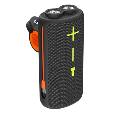 T&G TG493 Enceinte Bluetooth 5.3 avec lampe torche, banque d'énergie 4800 mAh pour le cyclisme - Noir