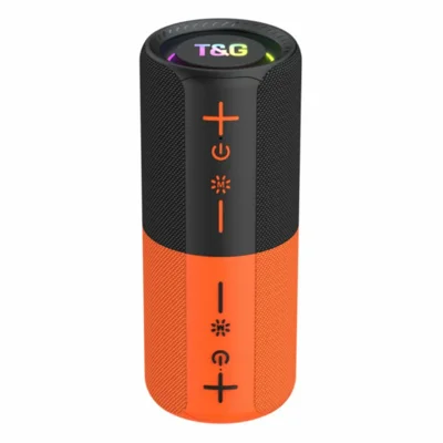 T&G TG491 20W Metal Magnetic 2 in 1 Bluetooth-compatible 5.4 Speaker LED Lights Outdoor Subwoofer - Black / Orange