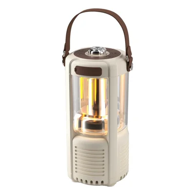 QD21 Camping Lantern Bluetooth-compatible 5.3 Speaker, Stepless Dimming, Warm / White Light, IPX5 Waterproof, 3000mAh Battery - White
