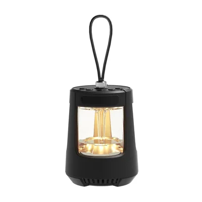 QD09 Camping Lantern Bluetooth-compatible 5.3 Speaker, Stepless Dimming, IPX5 Waterproof, 5W RMS, 850mAh Battery, for Camping - Black