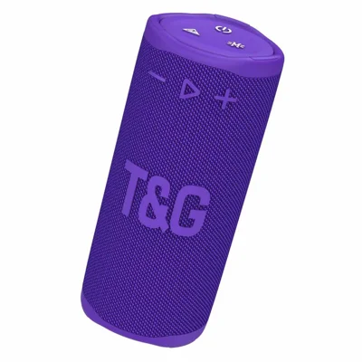 T&G TG488 Bluetooth-compatible Speaker Colorful LED Ambient Light TWS 10W FM Radio Portable Subwoofer for Outdoor - Purple