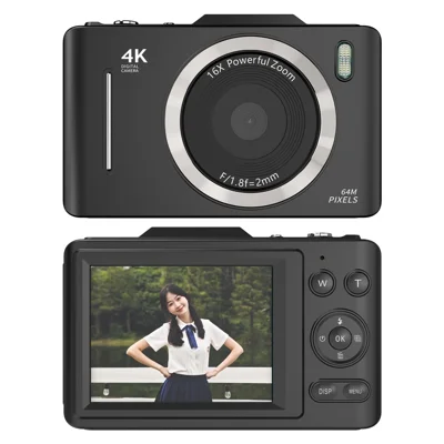 H16 2.8-inch IPS Screen Digital Camera 16x Zoom Anti-Shake CCD Camera with 32G TF Card + Card Reader - Black