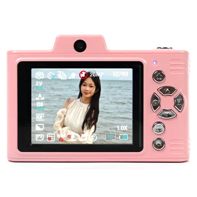 H8S 2.8 Inch IPS Screen Digital Camera HD Dual Lens Video Recording CCD Camera without TF Card - Pink