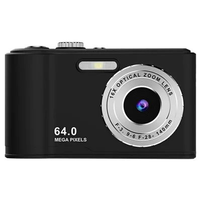 Q21 2.8 Inch IPS HD Screen Dual Lens CCD Digital Camera 16X Digital Zoom Video Recorder with 64G Memory Card + Card Reader - Black  /  Silver