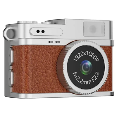 S150 Wearable Mini Camera 1080P HD Video 0.96 Inch IPS Display Necklace Pendant Retro Camera with 32GB TF Card - Brown