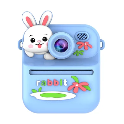 S1 2.4 Inch IPS Screen Kids Camera Instant Print Digital Camera Dual Lens HD Video Recorder for Children - Blue Rabbit