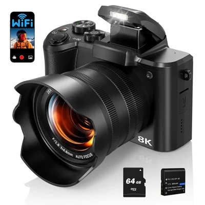 DC226 Students Entry-Level Digital Camera 48MP Sensor 8K HD Video Selfie Camera with 64GB Memory Card - EU Plug