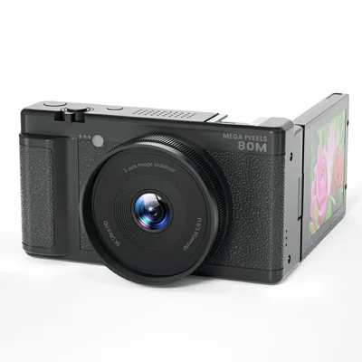 FC003C 2.8 Inch IPS 270 Degree Flip Screen Digital Camera with LED Flash 18X Digital Zoom 5K HD Video Recorder - Black