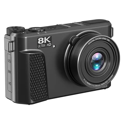 WD300-8K 88MP 8K 3 inch 180 Degree Flip Screen Digital Camera 18X Zoom WiFi Travel Camera with 64GB Card + Card Reader - Black