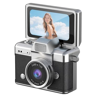 LK-027 Mini Retro Tumkamera med 1,47 tum Vinklad Skärm Digitalkamera HD Videouppspelning CCD - Svart