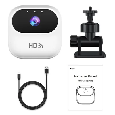 A8 Vlog Pocket Camera Mini WiFi Camera Magnetic Mount HD Home Security Monitor Surveillance Cam - White