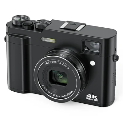 DC213 4K Digital Camera 48MP 16X Zoom 2.8 Inch IPS Display Auto Focus LED Light Vlogging Camera for Photography - Black