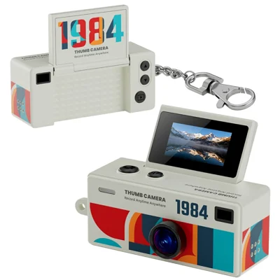 G62 0.96 Inch Mini Camera 1080P HD Recording Rotating Screen Keychain Thumb Camera with Built-in Flashlight for Vlog Travel - White