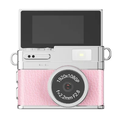 S150PRO Mini Portable Digital Camera 1080P HD Video Recording 0.96 Inch IPS Screen 180 Degree Flip Life Camera for Vlog Photography - Pink