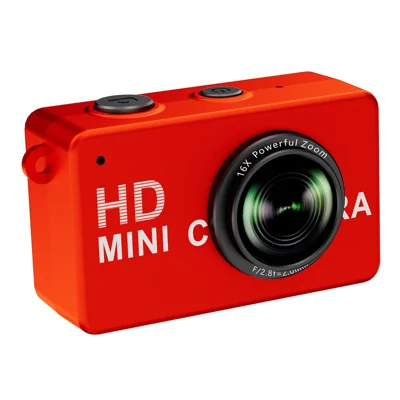 Câmara Mini S4 em Formato de Pingente com Zoom 16X, 180 mAh, Ecrã IPS HD 0,96 polegadas, 1080P, Câmara Digital Portátil para Fotografia de Viagem - Vermelha