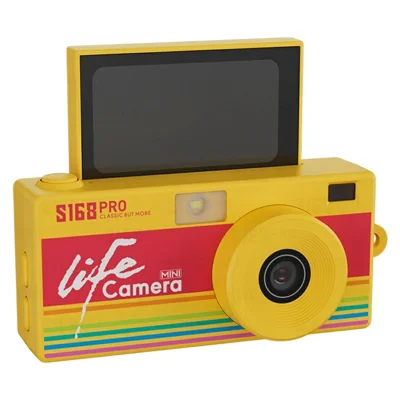 S168PRO Mini-kamera 1080P HD Vintage CCD 1,47 tommer IPS-skærm 180 mAh batteri Bærbar digitalt kamera til studerende Gave - Gul