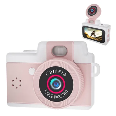 A90 1080P 1.47 inch IPS Touch Screen 180 Degree Flip Mini Keychain Camera for Selfie and Travel - Pink