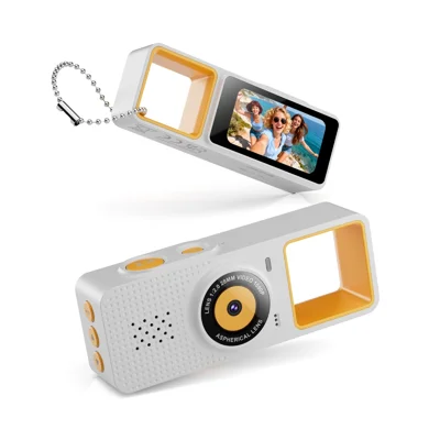G22 1080P Mini Camera with 32GB TF Card Pocket Thumb Camera HD Recording with Chain for Travel - White