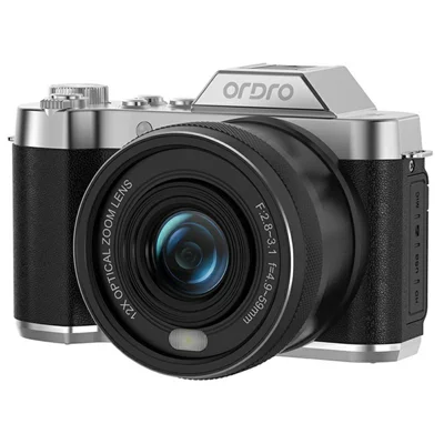 ORDRO G550 Camcorder con Doppia Lente, Zoom Ottico 12X, 4K UHD, 64MP, Schermo IPS da 2,88 pollici - Nero