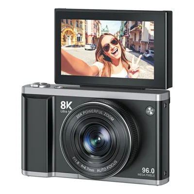 DC105 Digital Camera 3.5 inch 180 Degree Flip Screen WiFi Webcam with 32GB TF Card - Black