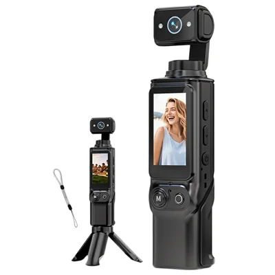D11 Handheld Camera 2.0 Inch Screen 1MP 120 Degree Wide Angle 270 Degree Rotation Dual Flash Action Camera for Outdoor Sports Vlog Travel - Black
