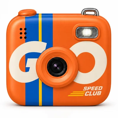 C01 Mini Digital Camera, Vintage Retro Paint Camera 1MP CMOS with 2.3" LCD Screen for Kids Teens Gift - Orange / Blue