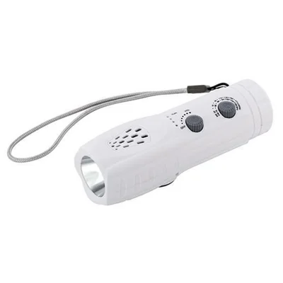 RD361 Outdoor Camping Climbing Hand Crank AM  /  FM Radio LED Flashlight Power Bank - White