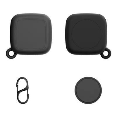 For Tile Mate Silicone Case Bluetooth-compatible Tracker Waterproof Anti-Drop Protective Sleeve with Carabiner - Black