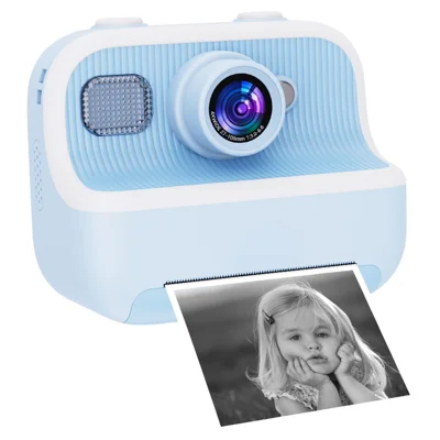 M8 2.4-inch IPS Screen Dual Lens Kids Print Camera Instant Thermal Photo Printer - Blue