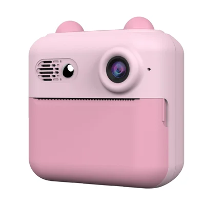A22 2.4-inch Screen Mini Kids HD Digital Camera Instant Photo Printing Machine with 32G TF Card + Card Reader - Pink