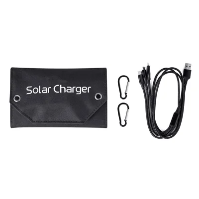 SPB6Z Foldable 6 Solar Panel Charger 12W 5V Portable Solar Charger for Outdoor Hiking Camping - Black