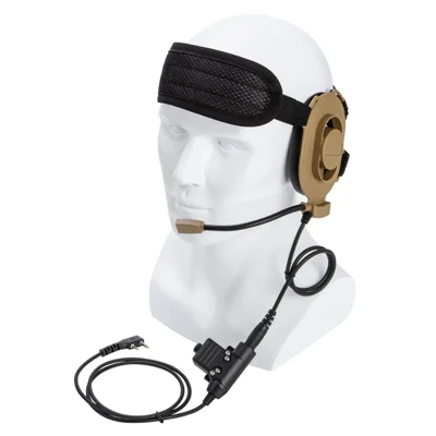 For Baofeng UV-5R HD01 Bowman Elite II Two Way Walkie Talkie 7.1mm Headset with U94 PTT Adapter - Brown