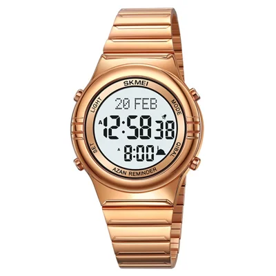 SKMEI 2200 Steel Strap Digital Watch Date Time Display Stylish Sports Electronic Watch - Rose Gold