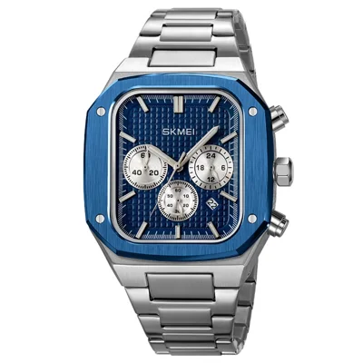 SKMEI 2201 Stylish Men Business Quartz Watch Square Luminous Wrist Watch - Blue