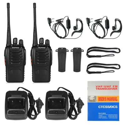 BAOFENG BF-888S 2Pcs Outdoor Handheld Interphone UHF VHF Walkie Talkie with Flashlight - US Plug