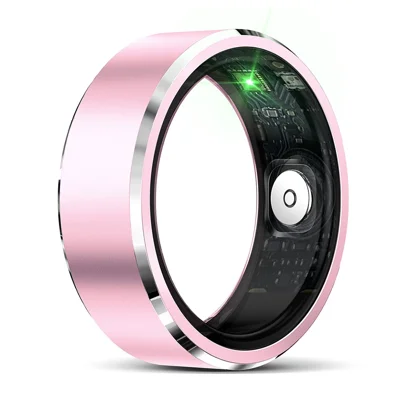 R5 Heart Rate Blood Oxygen Sleep Monitoring Ring Multifunctional Aluminum Alloy Smart Ring with Charging Case - Pink / Size 8