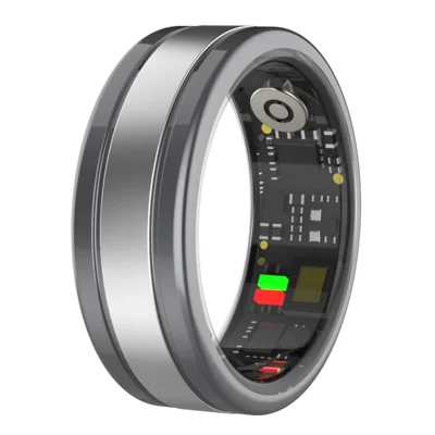 R18 Sleep Health Monitoring Ring Multifunctional Stainless Steel Smart Ring, Magnetic Cable Charging - Tarnish / Size 8