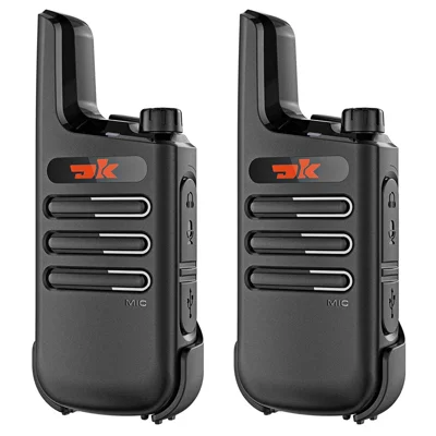 DK F1 2Pcs Portable Mini Handheld Interphone UHF 400-480MHZ Walkie Talkie - Black / EU Plug