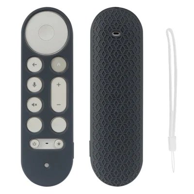For Google TV Streamer Voice Remote Silicone Case TV Accessories Remote Control Protective Cover with Strap - Grey