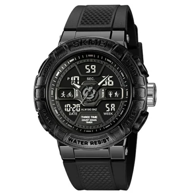 SKMEI 2227 Outdoor Sports Luminous Electronic Watch 50m Waterproof Calendar Stopwatch - Black