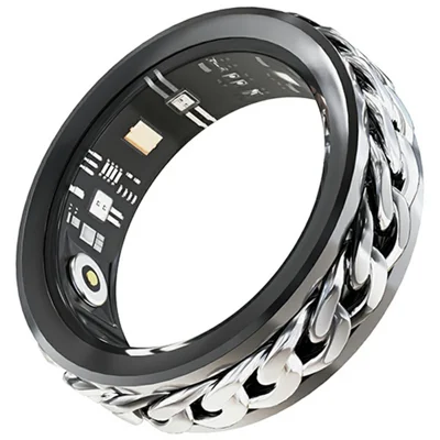 V5 Rotation Decompression Health Monitoring Multi-function Smart Ring, Magnetic Cable Charging - Black / Size 12